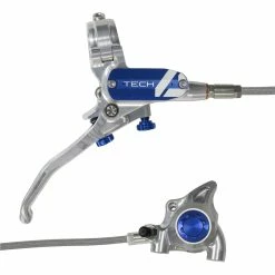 HOPE Tech 4 X2 Flatmount Hydraulic Disc Brake - Braided Hose - Right-Hand/Front (No Rotor) -Braking Sales Shop 40ce3942 t4x2fzsrbrsbl