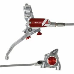 HOPE Tech 4 X2 Flatmount Hydraulic Disc Brake - Braided Hose - Right-Hand/Front (No Rotor) -Braking Sales Shop c0947915 t4x2fzsrbrsr