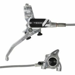 HOPE Tech 4 X2 Flatmount Hydraulic Disc Brake - Braided Hose - Right-Hand/Front (No Rotor) -Braking Sales Shop f59542fe t4x2fzsrbrsb